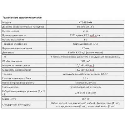 Бензиновая мотопомпа для сильнозагрязненной воды Koshin KTZ-80X o/s